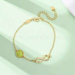Bracelets sport en laiton sertis de micro-pavés de zirconiums cubiques à maillons infinis&nbsp;BJEW-D386-01A-G