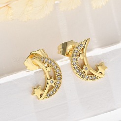 Boucles d'oreilles en laiton zircon cubique micro pavé clair&nbsp;EJEW-D305-21G-02