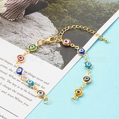 Böser Blick Bunte Malerei Gliederkettenarmband Herstellung&nbsp;AJEW-JB00961-02