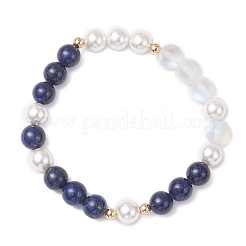 Bracelets extensibles en perles rondes de lapis-lazuli naturel&nbsp;BJEW-JB12548