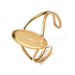 Matériaux pour bracelet jonc ovale ouvert en acier inoxydable 304 avec plateau à lunette&nbsp;SA-CBABF3F-02G-02