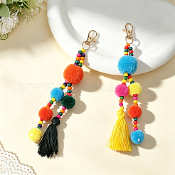 Decorazioni pendenti con nappe in poliestere 2 pz 2 colori&nbsp;HJEW-DJ0001-49A