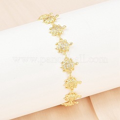 Bracelets à maillons en laiton micro pavé en oxyde de zirconium transparent pour femmes&nbsp;BJEW-A090-11C-G