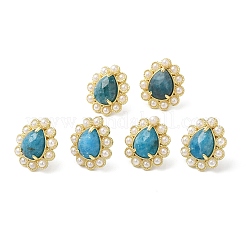 Orecchini a goccia in apatite naturale con placcatura ionica (ip) e perle di plastica&nbsp;EJEW-E599-05G-02