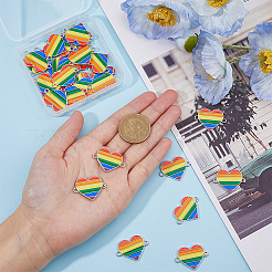 30 Stück regenbogenfarbene Emaille-Verbindungsanhänger aus Legierung&nbsp;ENAM-HY0001-15