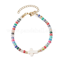 Pulseras de eslabones de cuentas de piedras preciosas naturales y sintéticas para mujeres y hombres&nbsp;BJEW-JB11467