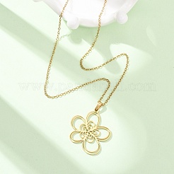 Colliers à pendentif fleur en acier inoxydable 304 avec chaîne câble pour hommes et femmes&nbsp;NJEW-K308-05B-G