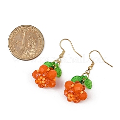 Pendientes colgantes de cuentas de vidrio hechos a mano con temática de Halloween y calabaza&nbsp;EJEW-MZ00480-02