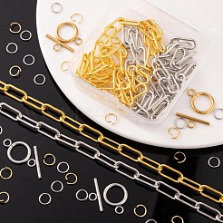 Diy 2m 2 colores rectángulo hierro clip de papel cadenas collar kits de fabricación&nbsp;DIY-FS0001-28