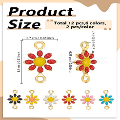 12 pz 6 colori connettori in ottone smaltato&nbsp;KK-LP0004-56-RS