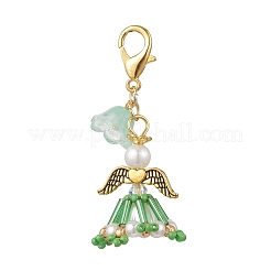 Decorazioni pendenti a forma di angelo con perline di vetro fatte a mano&nbsp;HJEW-MZ00381-01