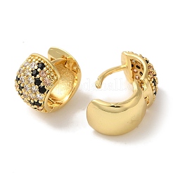 Orecchini a cerchio con micro pavé di zirconi chiari in ottone placcato cremagliera&nbsp;EJEW-B062-27G