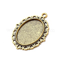Lega ovale impostazioni pendente cabochon in stile tibetano&nbsp;X-TIBEP-Q054-44AG-RS