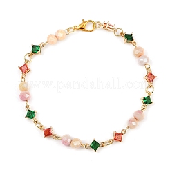 2 bracciale con maglie in perline di vetro di 2 colori per donna&nbsp;BJEW-JB11976
