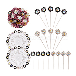 Lange Stecknadeln mit Strass-Blume aus Legierung&nbsp;FIND-WH0111-322