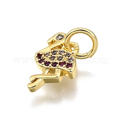 Porte micro ouvrent pendentifs zircone cubique en laiton de placage&nbsp;KK-K401-69G