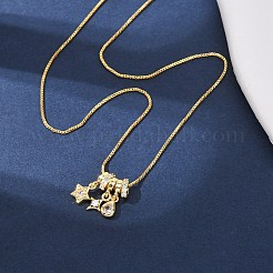 Colliers à pendentif en laiton pavé de zirconiums cubiques transparents&nbsp;NJEW-D348-03C-G