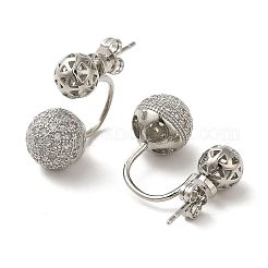 Boucles d'oreilles en laiton plaqué micro pavé de zircone cubique pour femmes&nbsp;EJEW-O001-07P