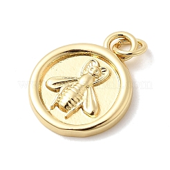 Flach rund mit Bienen Charms Messing Anhänger&nbsp;KK-H529-58B-G