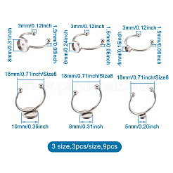 9 Stück 3 Stile 304 Edelstahl Manschettenpolster Ring Einstellungen&nbsp;STAS-PJ0001-16P