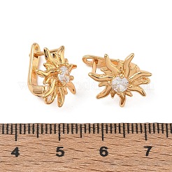 Componenti per orecchini a cerchio in ottone Shegrace con micro pavé di zirconi cubici&nbsp;XGRQ7H025-951G