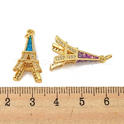 Micro pavé de latón con circonita cúbica y colgantes de ópalo sintético.&nbsp;KK-K356-18G