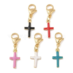 Messing Emaille Kreuz Anhänger Dekorationen&nbsp;HJEW-JM04083