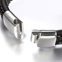 Männer geflochtenen pu Lederband Armbänder&nbsp;BJEW-H559-08