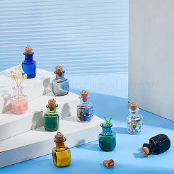 18 Stück 9 Farben Glas-Wunschflaschen-Anhänger&nbsp;GLAA-WH0039-70