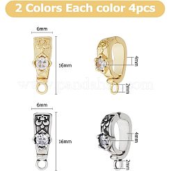 8 Stück 2 Farben Messing Micro Pave Zirkonia Donut Bügel&nbsp;KK-HS0001-03
