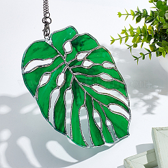 Decoraciones colgantes de acrílico de hoja de monstera&nbsp;HJEW-WH0043-33B