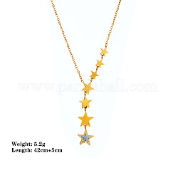 Collares de cadena con colgante de estrella de cristal y rhinestone de acero inoxidable 304 para mujer&nbsp;WG270D7-01
