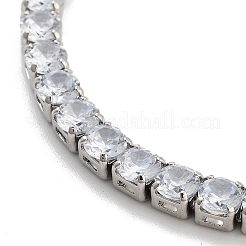 Messing Pavé klare Zirkonia flache runde Gliederarmbänder&nbsp;BJEW-YWC0002-04P
