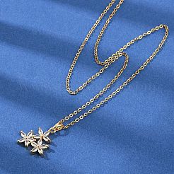 Collares colgantes de circonita cúbica micro pavé de latón con flores&nbsp;NJEW-C076-22G