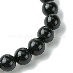 8 mm runder natürlicher grauer Achat & natürlicher Quarzkristall & natürlicher Obsidian & nicht magnetische synthetische Hämatitperlen-Stretcharmbänder&nbsp;BJEW-JB10901-01