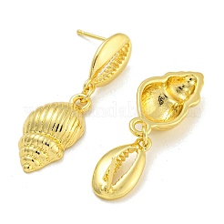 Ohrstecker aus Messing mit Conch-Muster&nbsp;EJEW-I313-06G