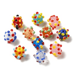 Nom du produit : perles de lampwork à pois de citrouille faites à la main&nbsp;X1-LAMP-P064-02B