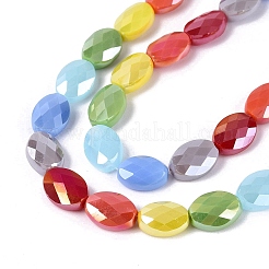 Chapelets de perles en verre opaque électrolytique&nbsp;EGLA-Q135-8x11MM-02A