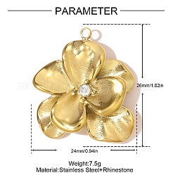 Ciondoli in strass in acciaio inossidabile 304&nbsp;STAS-OY007-89G