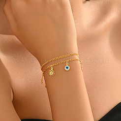 Bracelets multibrins en laiton avec gourmette et chaîne forçat&nbsp;DT4732