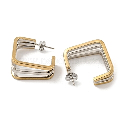 Boucles d'oreilles à tige carrées multicouches en acier inoxydable 202&nbsp;EJEW-H003-13GP-01