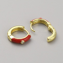 Emaille-Creolen mit klarem Zirkonia&nbsp;EJEW-WH0004-39H
