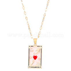 Collane con ciondolo a forma di carta dei tarocchi dell'amore in ottone smaltato rosso&nbsp;WH-WGEA1FC-01