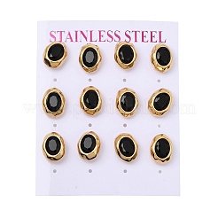 6 paire de boucles d'oreilles puces en acier inoxydable 304 serties de zirconiums cubiques&nbsp;SA-CBADCF0-04G-03