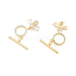 Chiusure a levetta in ottone con pavé di zirconi chiari&nbsp;KK-I663-03G