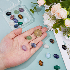 20 Stück 10 Stile natürliche & synthetische gemischte Edelstein-Cabochons mit flacher Rückseite&nbsp;G-FH0002-69