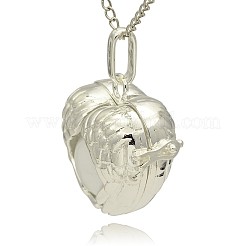 Hohlherzkäfiganhänger aus versilbertem Messing&nbsp;KK-J241-06S