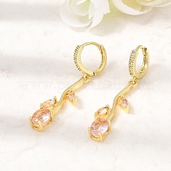 Pendientes de aro de circonio cúbico de micro pave de latón&nbsp;CU-CBA108A-14G-06