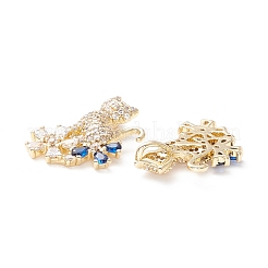 Ciondoli in ottone con micro pavé di zirconi cubici blu scuro e trasparenti&nbsp;KK-D067-02G-RS