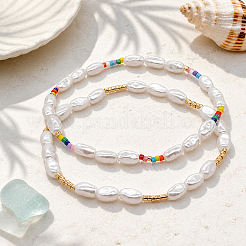 2 bracelet extensible en perles ovales d'imitation et perles de rocaille (2 styles différents).&nbsp;KV4840
